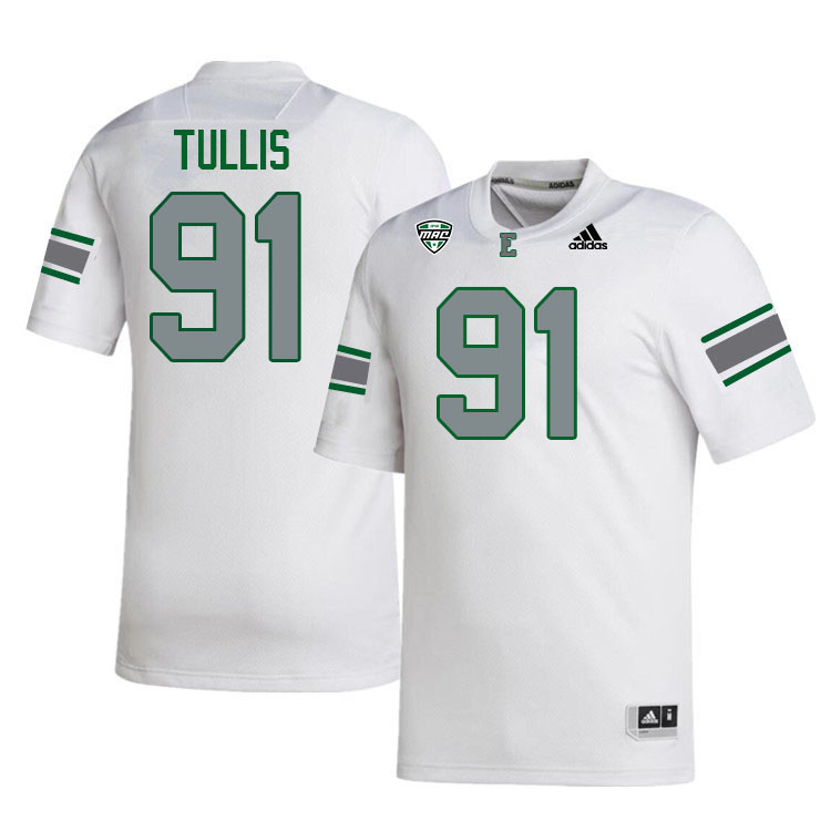 Eastern Michigan Eagles #91 Malik Tullis College Football Jerseys Stitched Sale-White